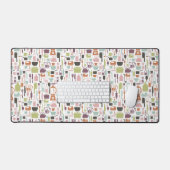 パターンとカラフル料理アイコン デスクマット (キーボード&マウス)
