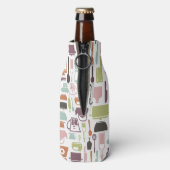 パターンとカラフル料理アイコン ボトルクーラー (ボトル裏面)