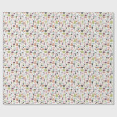 パターンとカラフル料理アイコン ラッピングペーパー (フラット)