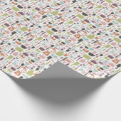 パターンとカラフル料理アイコン ラッピングペーパー (角)