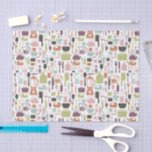 パターンとカラフル料理アイコン 薄葉紙 (クラフト)