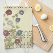 パターンとフローラアクセント キッチンタオル (四つ折り)