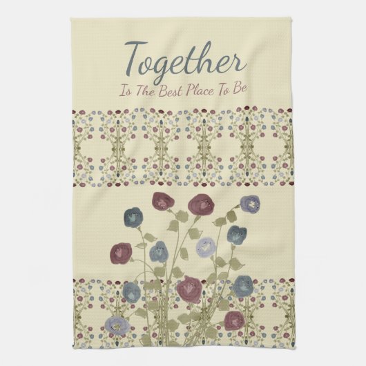 パターンとフローラアクセント キッチンタオル (縦)