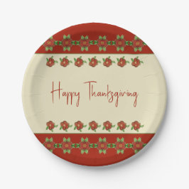 パターンとフローラ混合オレンジ ペーパープレート