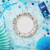 パターンと料理アイコン ペーパープレート (パーティー)