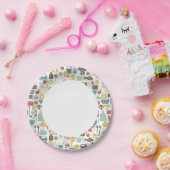 パターンと料理アイコン ペーパープレート (パーティー)