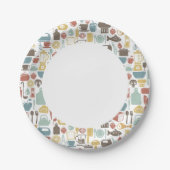 パターンと料理アイコン ペーパープレート (正面)