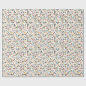 パターンと料理アイコン ラッピングペーパー (フラット)