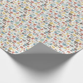 パターンと料理アイコン ラッピングペーパー (角)