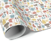 パターンと料理アイコン ラッピングペーパー (ロールコーナー)