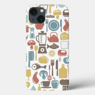 パターンと料理アイコン iPhone 13ケース