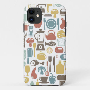 パターンと料理アイコン iPhone 11 ケース