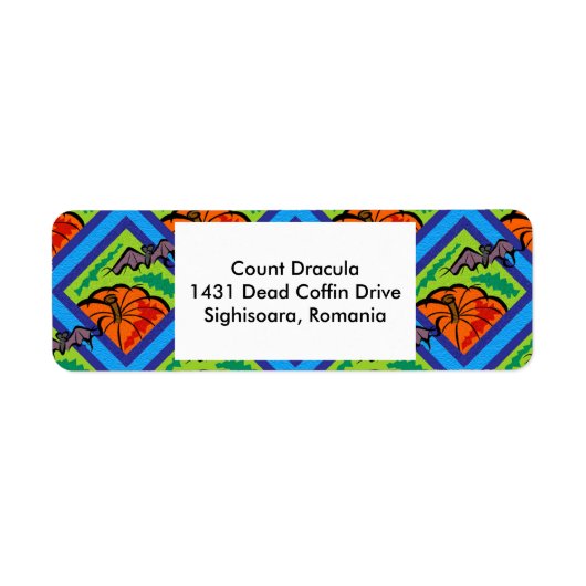 パターンのカボチャとこうもり住所 シール (正面)