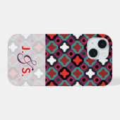 パターンのワールド赤（緑） iPhone 15ケース (裏面横)