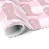 パターンの背景にピンクのカウボーイストライプのブーツ ラッピングペーパー (ロールコーナー)