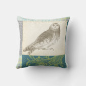 パターンの背景に灰色のフクロウ クッション (裏面)