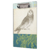 パターンの背景に灰色のフクロウ クリップボード (左)