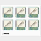 パターンの背景に灰色のフクロウ スクエアシール (シート)