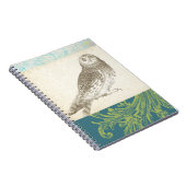 パターンの背景に灰色のフクロウ ノートブック (右側)