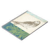 パターンの背景に灰色のフクロウ ノートブック (左側)