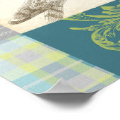 パターンの背景に灰色のフクロウ ポスター (角)