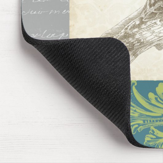 パターンの背景に灰色のフクロウ マウスパッド (コーナー)