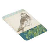 パターンの背景に灰色のフクロウ マグネット (右側)