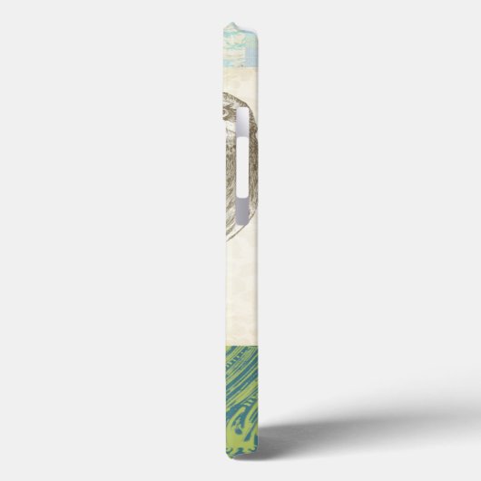 パターンの背景に灰色のフクロウ Case-Mate iPhoneケース (裏面 / 左)