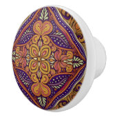 パターンろうけつ染め黄ブルー セラミックノブ (右)