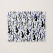 パターンを泳いでいるイルカおよびシャチ ジグソーパズル (横)