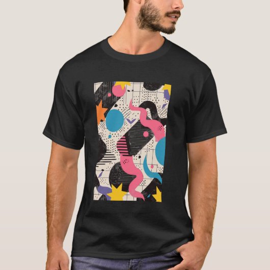 パターンアート80sレトロウェーブテーマ tシャツ (正面)