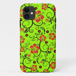 パターンアート – ハイビスカスゲッコ – 自分の背中を作る iPhone 11 ケース