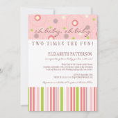 パターンオブおもしろいツインガールベビーシャワー招待状 招待状 (正面)