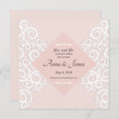 パターンオーナメントオンピンク結婚式招待状 セーブザデート (正面/裏面)