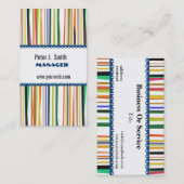 パターンカラフルなオフィスマネージャーは縞で飾ります 名刺 (正面/裏面)
