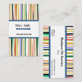 パターンカラフルなオフィスマネージャーは縞で飾ります 名刺 (正面/裏面)