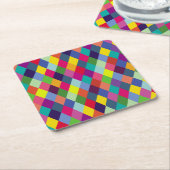 パターンカラフルファッション-モダン春ヒップスター スクエアペーパーコースター (アングル)