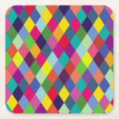 パターンカラフルファッション-モダン春ヒップスター スクエアペーパーコースター (正面)