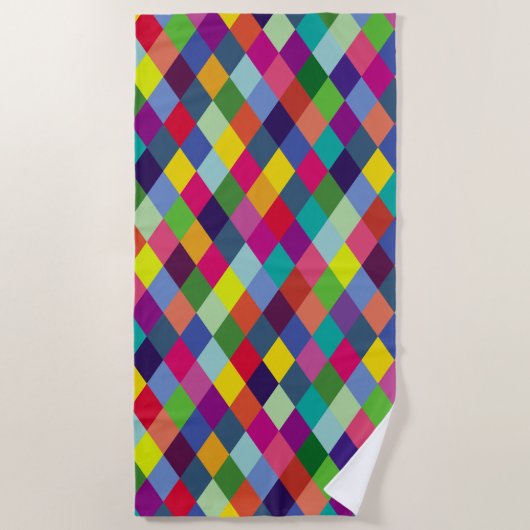 パターンカラフルファッション-モダン春ヒップスター ビーチタオル (正面)