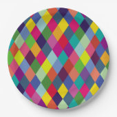 パターンカラフルファッション-モダン春ヒップスター ペーパープレート (正面)