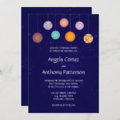 パターンカラフル紙結婚ランタンズ 招待状 (正面/裏面)