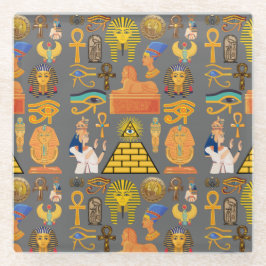 パターンシンボル古代エジプトの象形文字 ガラスコースター