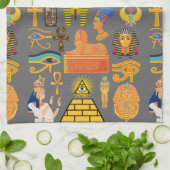 パターンシンボル古代エジプトの象形文字 キッチンタオル (折り畳み)