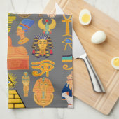 パターンシンボル古代エジプトの象形文字 キッチンタオル (四つ折り)