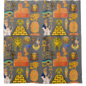 パターンシンボル古代エジプトの象形文字 シャワーカーテン (正面)