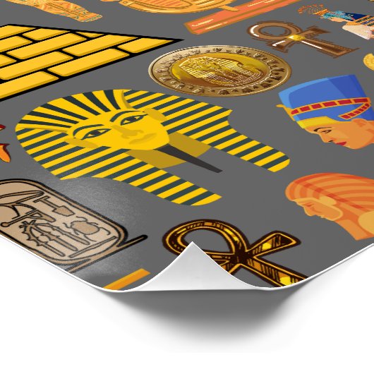 パターンシンボル古代エジプトの象形文字 ポスター (コーナー)