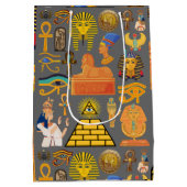 パターンシンボル古代エジプトの象形文字 ミディアムペーパーバッグ (裏面)