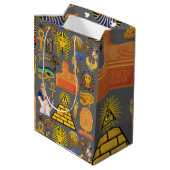 パターンシンボル古代エジプトの象形文字 ミディアムペーパーバッグ (裏面アングル)