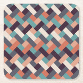 パターンスタイリッシュファッション – ジオメトリックモダンヴィンテージ スクエアペーパーコースター (正面)