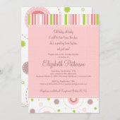 パターンズオブおもしろいツインガールベビーシャワー招待状 招待状 (正面/裏面)